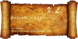 Kolcsár Lili névjegykártya